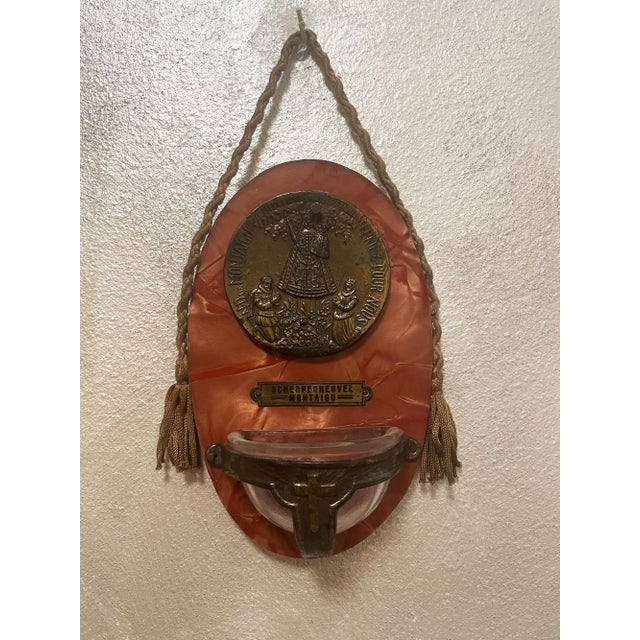 Brown Vintage Holy Water Bowl, 1950s For Sale - Image 8 of 10