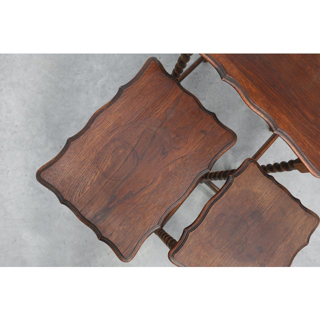 Antique Oak Barley Twist Nesting Tables, England, 1900, Set of 3 For Sale - Image 17 of 18