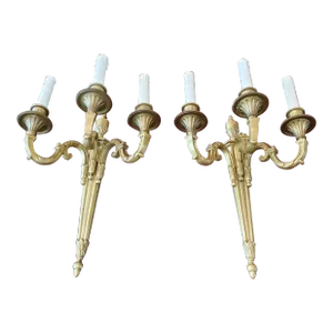 Pair of 1930s E.F. Chapman Caldwell Style Modern Bronze Sconces