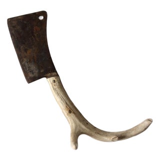 Vintage Cleaver With Antler Handle For Sale
