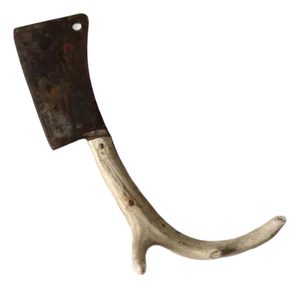 Vintage Cleaver With Antler Handle