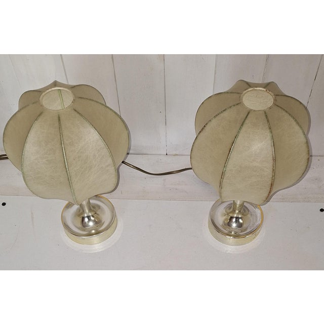Vintage Bedside Lamps with Cocoon Shades by Alfred Wauer for Goldkant-Leuchten, 1960s, Set of 2 For Sale - Image 6 of 9
