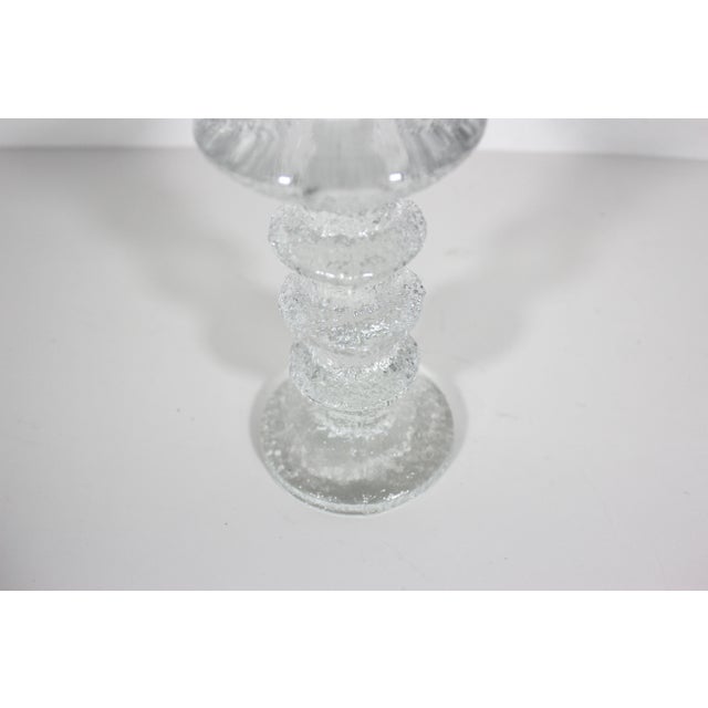 1960s Iittala Festivo Three Ring Glass Candle Holder by Timo Sarpaneva Finland, Danish Modern Brutalist Style Mid Century Modern MCM For Sale - Image 9 of 9