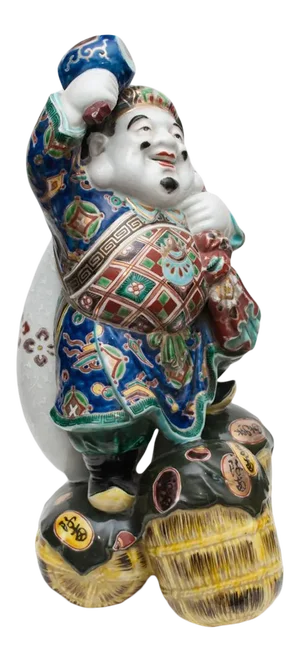 1920-1940s Porcelain Statue of Daikoku, Japanese God of Wealth