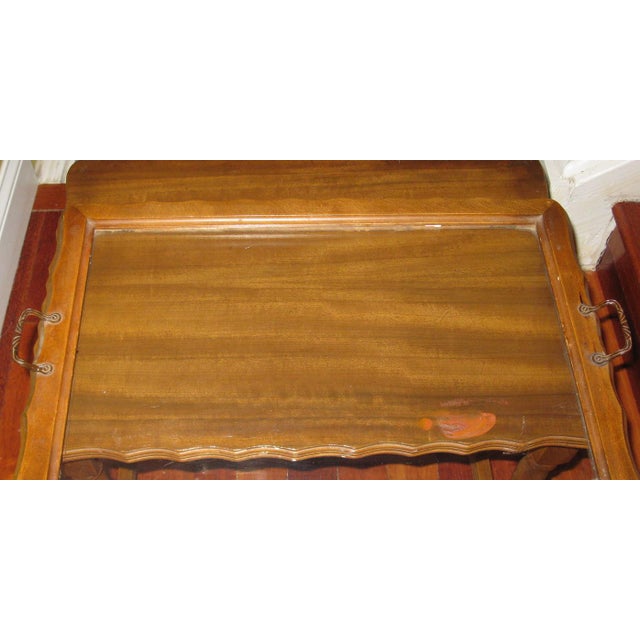 Tea for Two - Walnut Tea Table With Tray, Vintage Traditional American For Sale - Image 10 of 12
