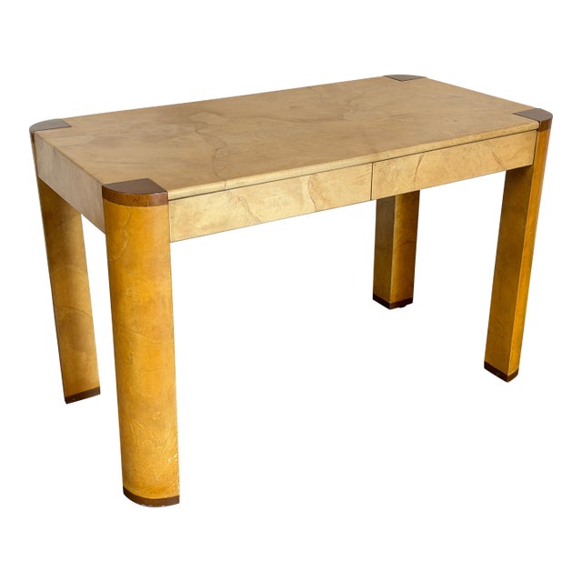 Vintage 1980’s Goatskin Attributed to Karl Springer Desk For Sale
