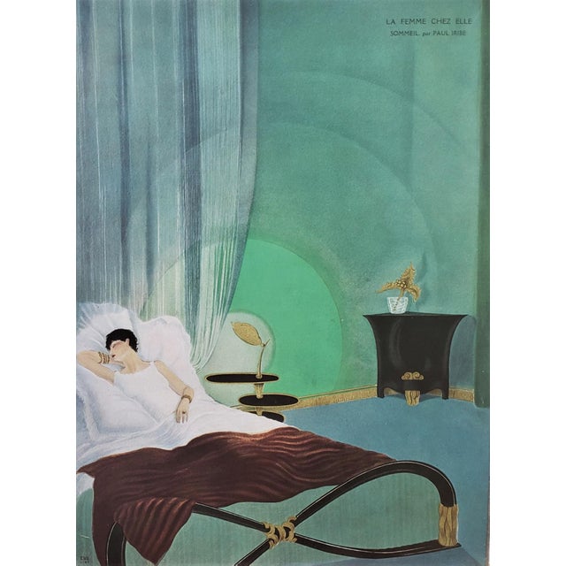 This is a RARE set of 4 matted lithographs that date to 1934. They are French Art Deco lithograph prints from a series...