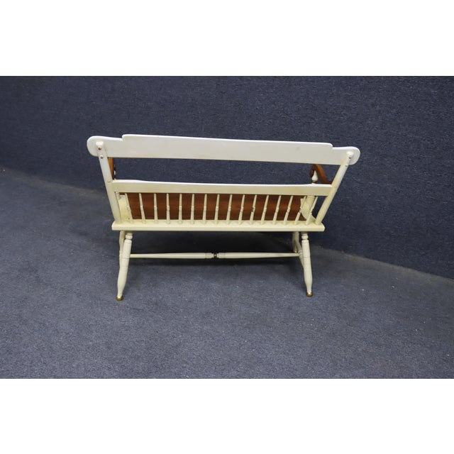 Hitchcock Style Painted Maple Bench With Floral Decoration For Sale - Image 10 of 11