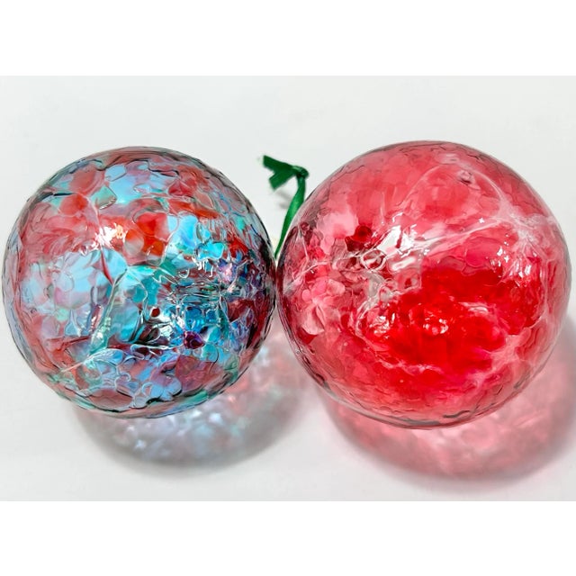Modern Vintage Hand Blown Glass Christmas Ornaments – Artisan Swirl Design, Set of 2 For Sale - Image 3 of 5