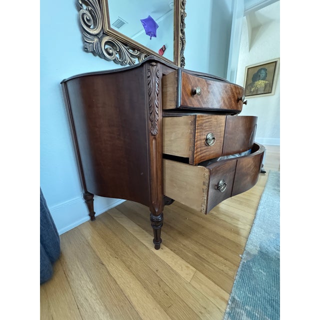 Cinnamon Antique Burled Walnut and Inlaid Marquetry Dresser Chest of Drawers For Sale - Image 8 of 10