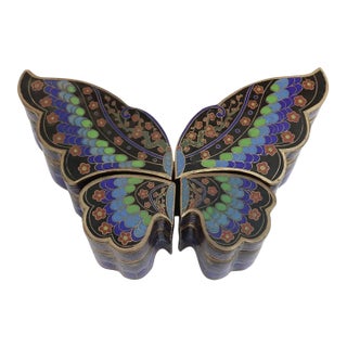 Vintage Cloisonne Butterfly Boxes For Sale