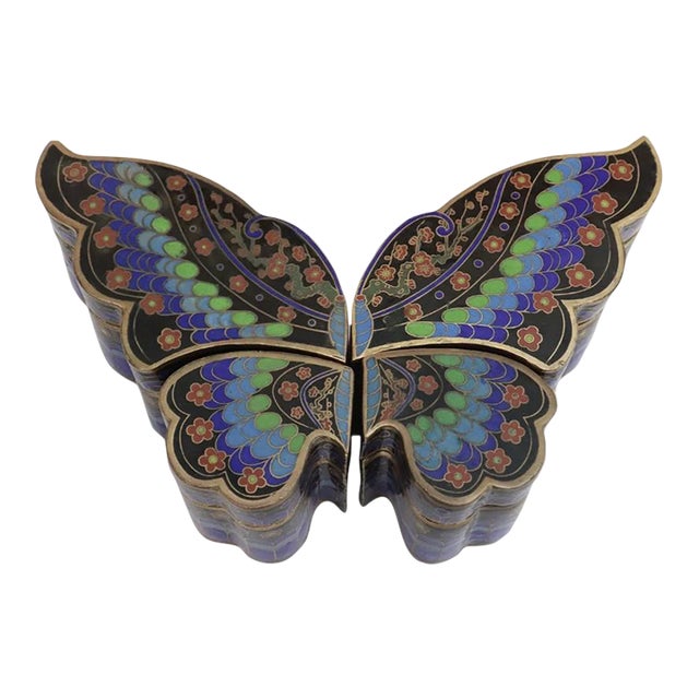 Vintage Cloisonne Butterfly Boxes For Sale