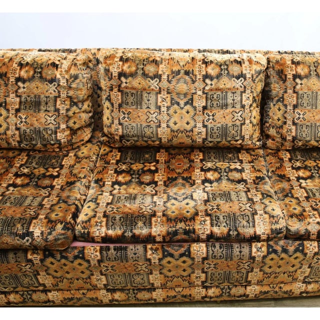 Brown 1960s Long Jack Lenor Larsen Velvet Tuxedo Sofa in Style of Paul McCobb For Sale - Image 8 of 12