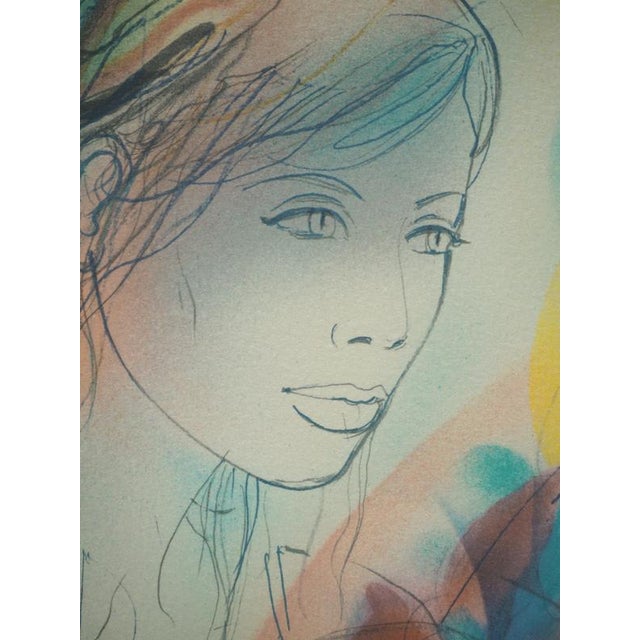 Jean-Baptiste VALADIE (1933) Woman with bouquet Original color lithograph Signed in pencil On Vellum 24 x 32 cm (c. 9 x 13...