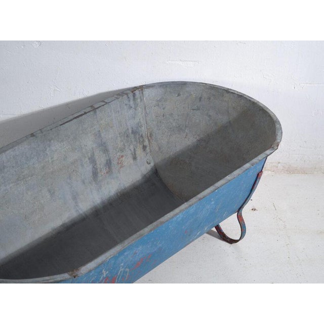Antique Galvanized Zinc Tub For Sale - Image 3 of 8