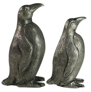 Vintage Italian Silver Metal Penguin Salt and Pepper Shackers from Gucci, 1970, Set of 2