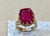 7.5 Carat Cushion Shape Treated Ruby 14 Karat Yellow Gold Ring For Sale - Image 12 of 18