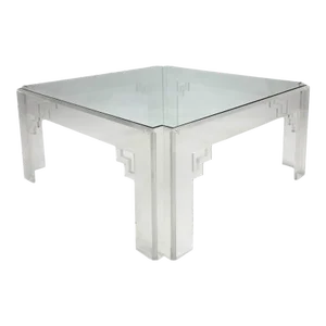 Jeffrey Bigelow Signed Lucite Chinoiserie Table