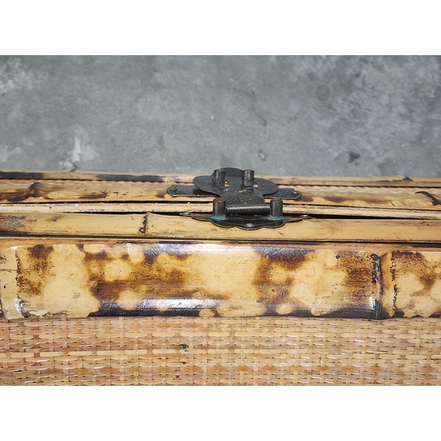 Mid Century Asian Bamboo & Rattan Trunk For Sale - Image 13 of 16