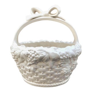 Vintage Italian Blanc De Chine Ceramic Basket For Sale