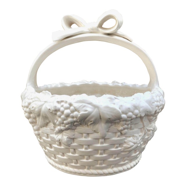 Vintage Italian Blanc De Chine Ceramic Basket For Sale