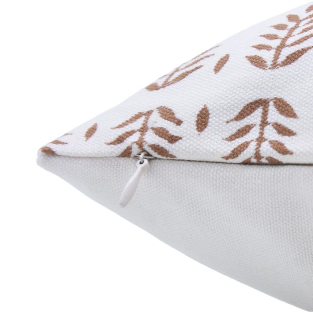 Art Deco FabDivine Cushion Cover With Block Print 20x20 Inch Thick Cotton White-Darpan For Sale - Image 3 of 4