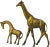 Set of two vintage solid giraffes. Featuring ornate details and natural patina. No maker's mark. Baby giraffe measures:...