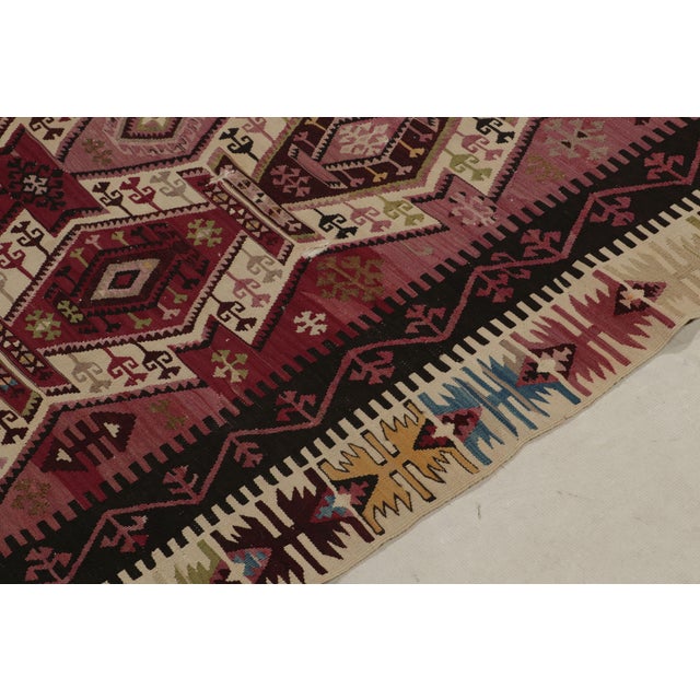 Textile Antique Kilim Rug in Red, Brown, Beige Tribal Geometric Pattern For Sale - Image 7 of 9