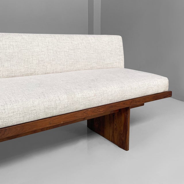 1960s Italian Wood Fabric Bench Tokyo attributed to Charlotte Perriand for Cassina, 1960s For Sale - Image 5 of 18