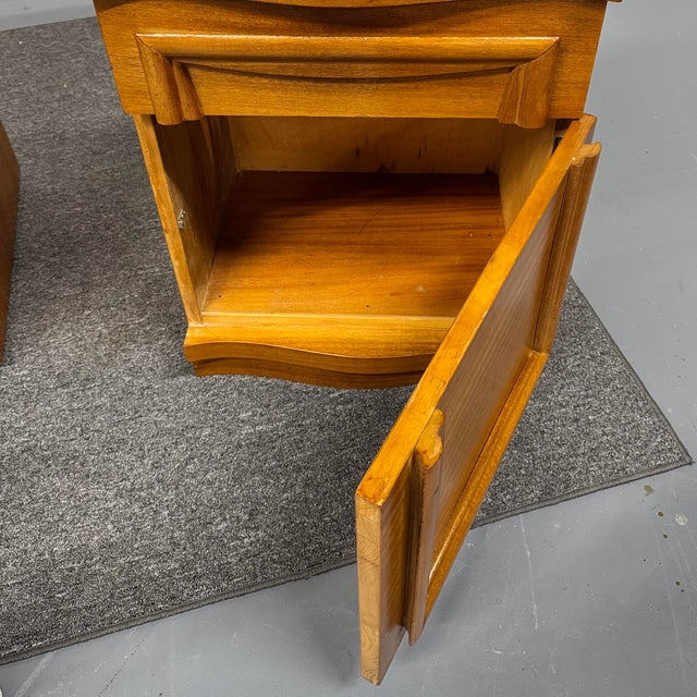 60s Satinwood Lowboy Dresser & Nightstand For Sale - Image 10 of 10
