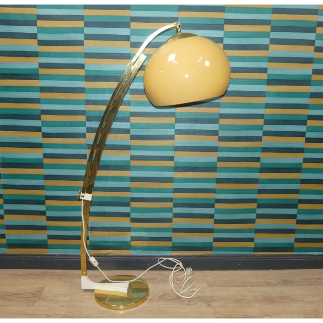 Space Age Adjustable Arc Floor Lamp in Gold Chrome Plating with Acrylic Glass Shade from Sölken Leuchten, 1970s For Sale - Image 14 of 14