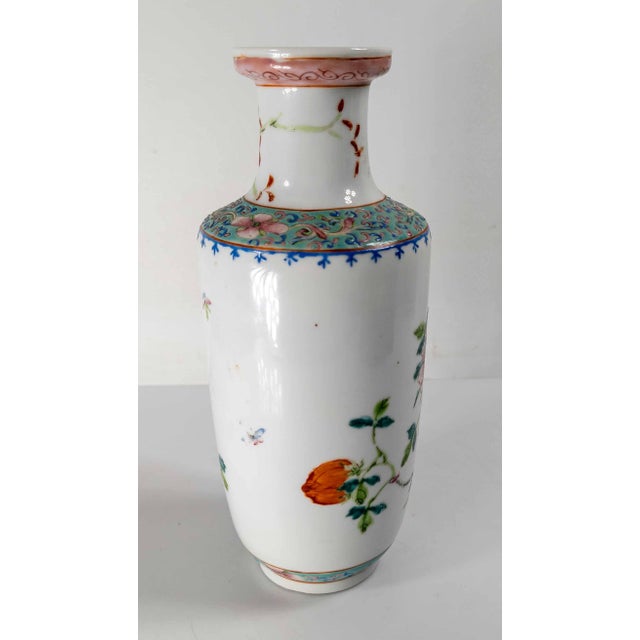 Ceramic Early 20th Century Chinese Chinoiserie Famille Rose Vase, Late Qing or Republic Period For Sale - Image 7 of 18