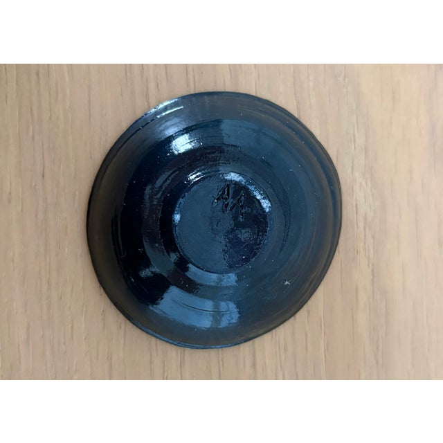 Small Blue-Green Glaze Ring Dish, Signed Aa For Sale In New York - Image 6 of 6