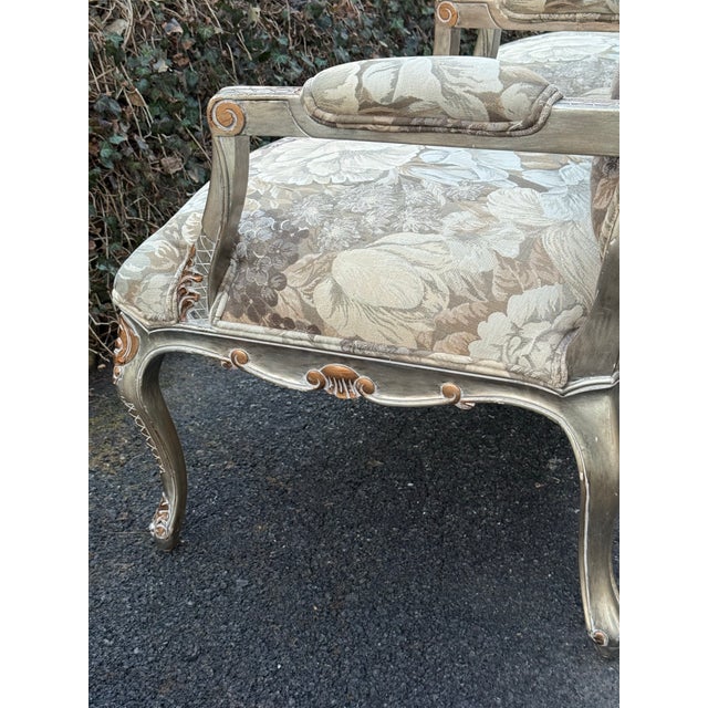 Kreiss Collection Parcel Gilt Carved French Bergere Chairs - A Pair For Sale - Image 10 of 12