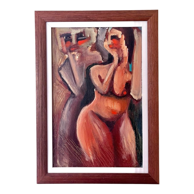 Vintage European Figurative Oil Painting For Sale