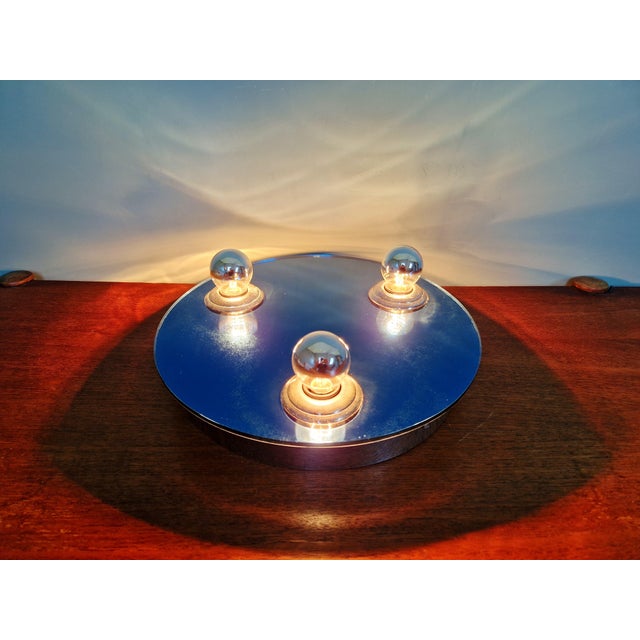 Mid-Century Modern Space Age Wall or Ceiling Light in Blue Mirrored Glass, 1970s For Sale - Image 3 of 14