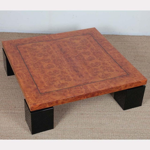 Square Coffee Table in Elm Burl, 1980s For Sale - Image 4 of 8