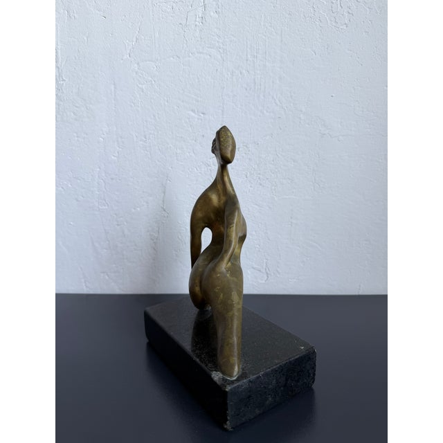 Mid-Century Brazilian Modern Bronze Female Sculpture on Granite Base, 1960s For Sale - Image 6 of 14
