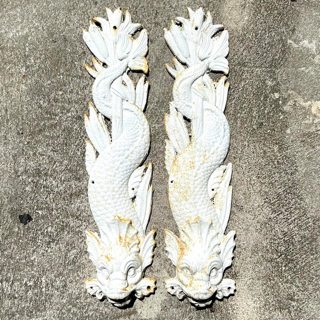 Vintage Coastal Cast Iron Dolphin Wall Plaques - a Pair For Sale In West Palm - Image 6 of 7