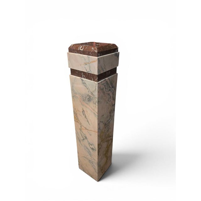 Stone Art Deco Pedestal in Red Marble, Early 20th Century For Sale - Image 7 of 13