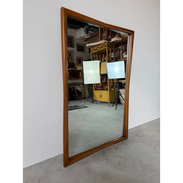 Mid-Century Modern 1970’s Mid-Century Modern Walnut Wall Mirror For Sale - Image 3 of 12