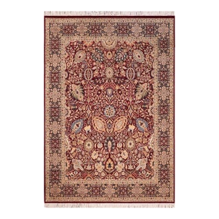 Traditional Shahid Pak-Persian Red/Blue Wool Rug - 8'1'' X 10'2'' For Sale