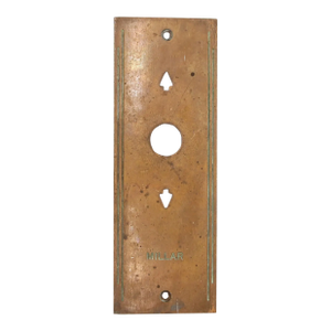 Vintage Art Deco Brass Millar Arrow Elevator Button Plate