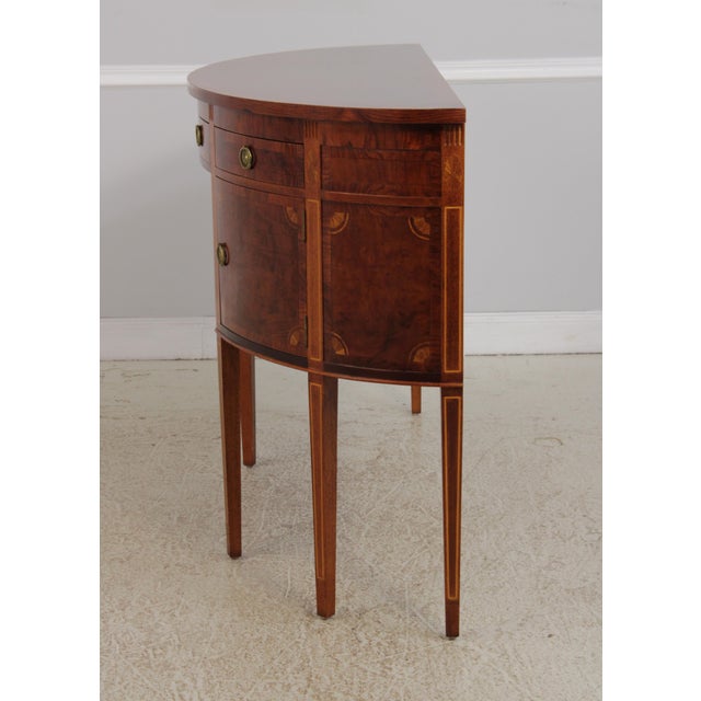 Federal Style D-Shape Walnut Inlaid Demi-Lune Server Sideboard For Sale - Image 12 of 18