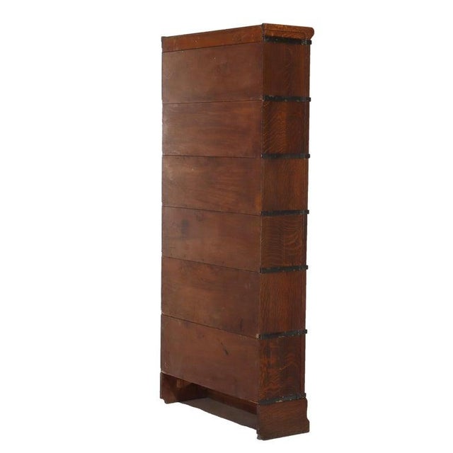 Antique Globe Wernicke Arts & Crafts Oak Six Stack Barrister Bookcase Circa 1920 For Sale - Image 9 of 13