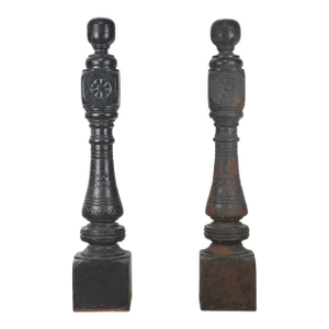 Pair of Antique Victorian 48 In. Cast Iron Newel Posts