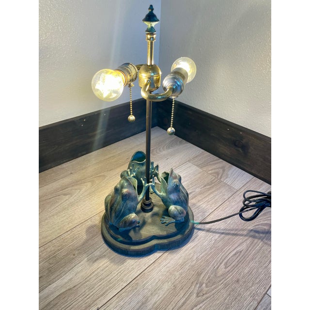 Frederick Cooper Vintage Frederick Cooper "Symphony of Frogs" Bronze Table Lamp – Art Nouveau For Sale - Image 4 of 7