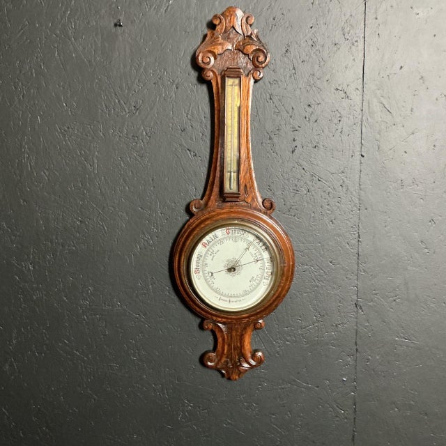 Wood Antique Oak Barometer, 1905 For Sale - Image 7 of 7
