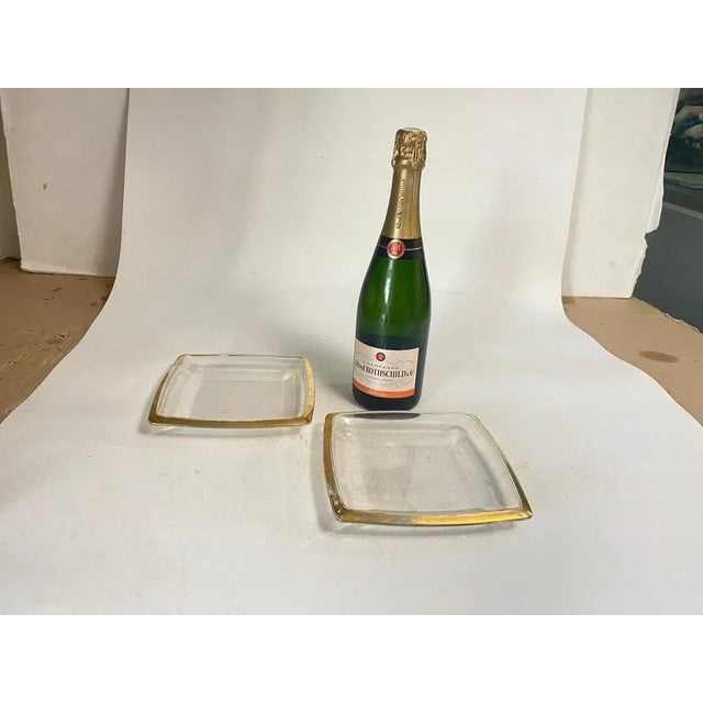 Art Glass Ashtrays with Golden Border, France, 1970s, Set of 2 For Sale - Image 6 of 8