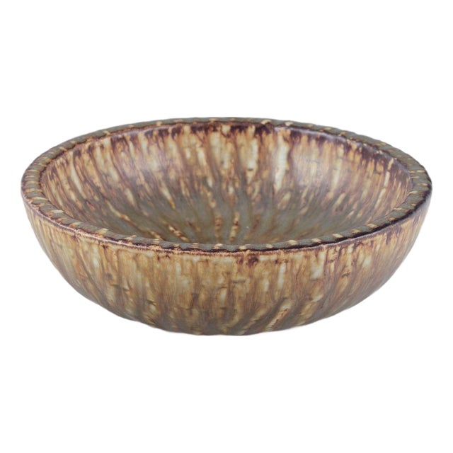 Vintage Ceramic Bowl in Birch Tree Glaze by Gunnar Nylund for Rörstrand For Sale